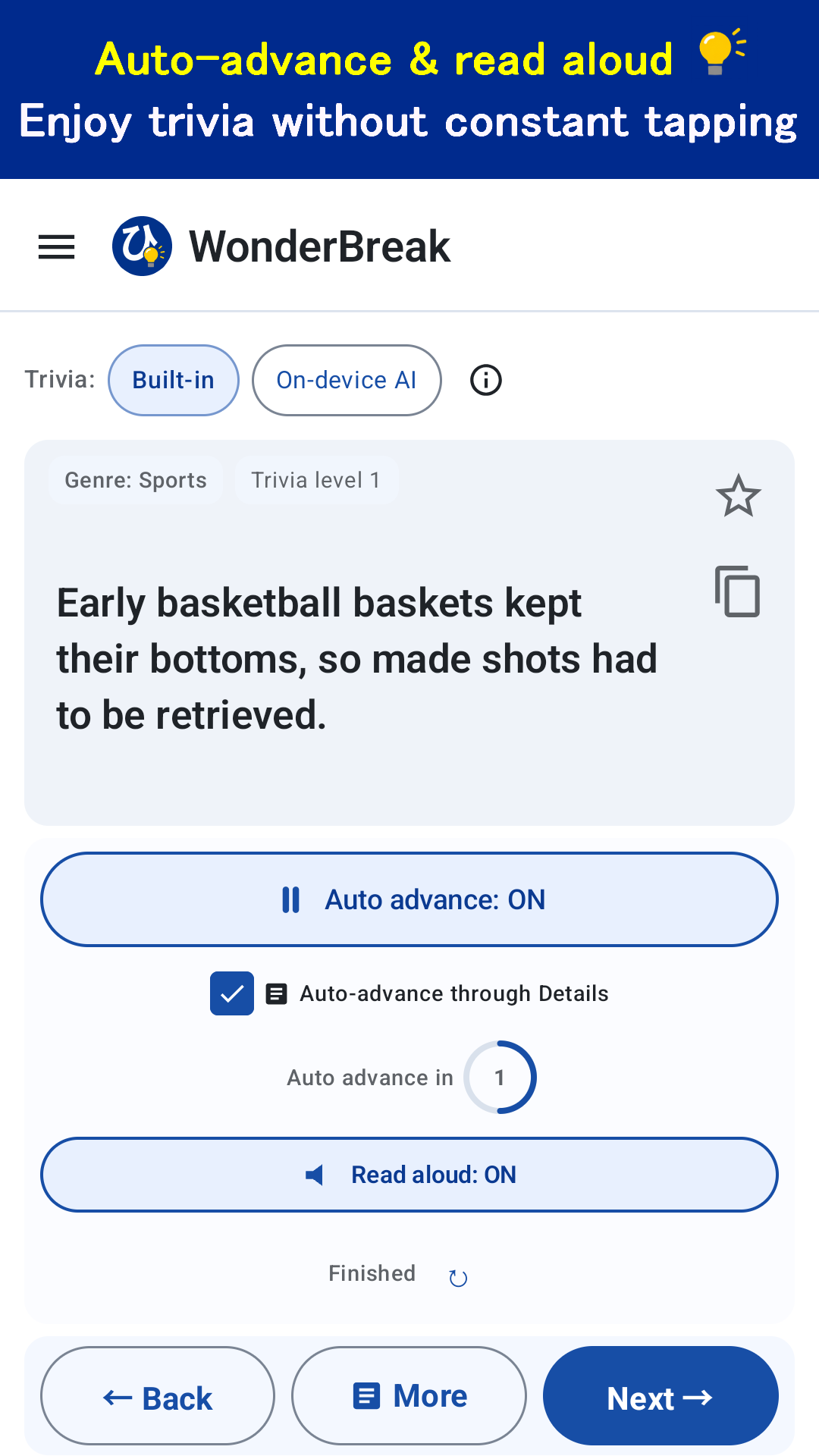 Auto-advance and read-aloud