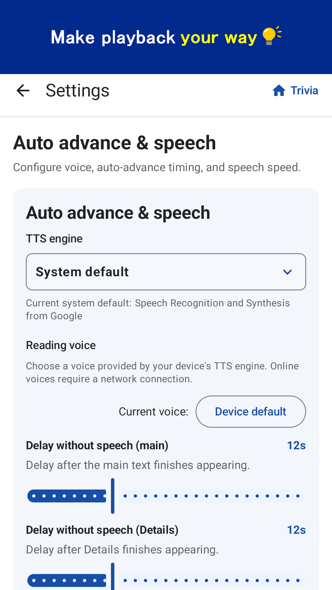 Playback settings